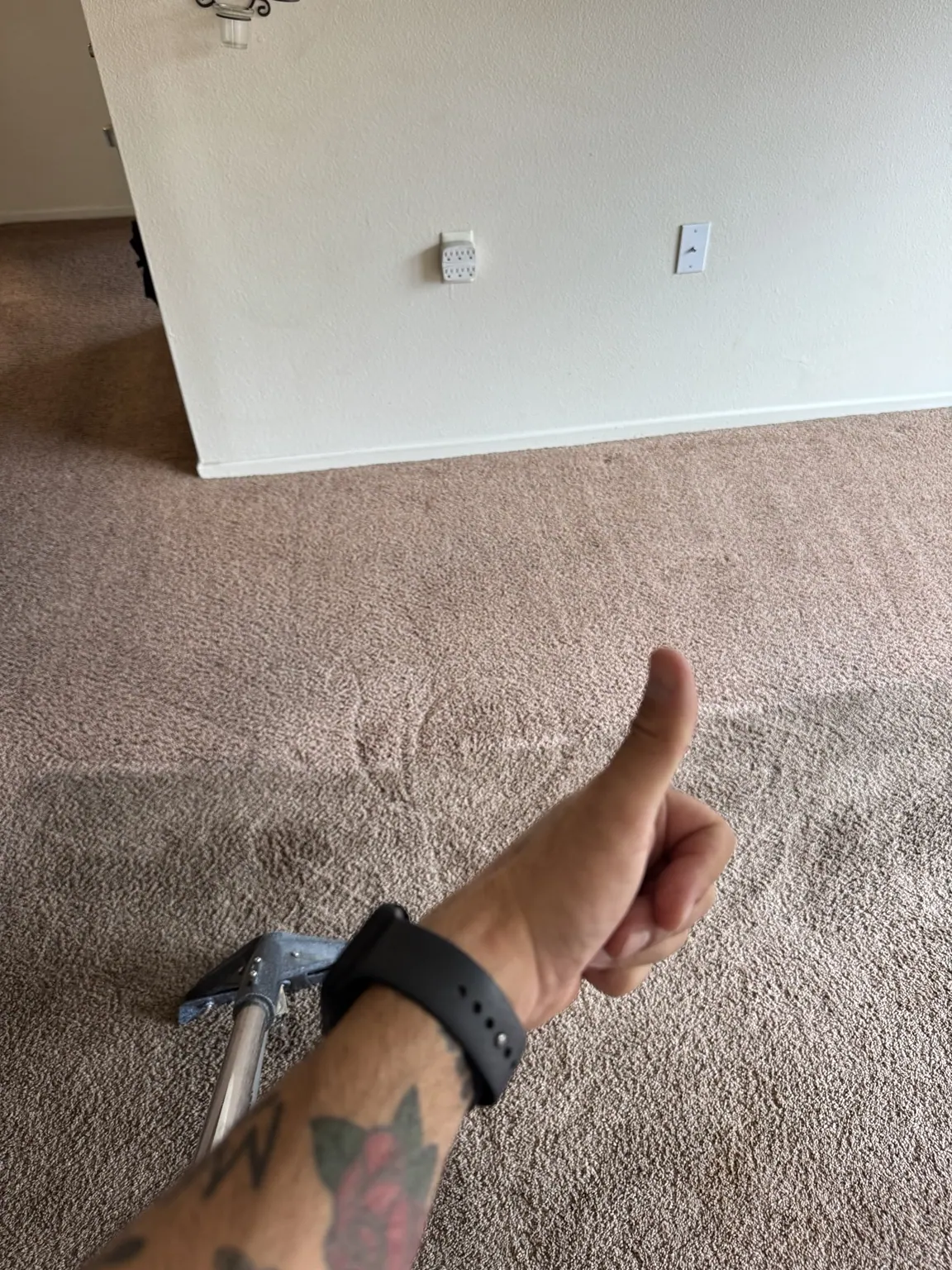 Completed carpet cleaning in a living room