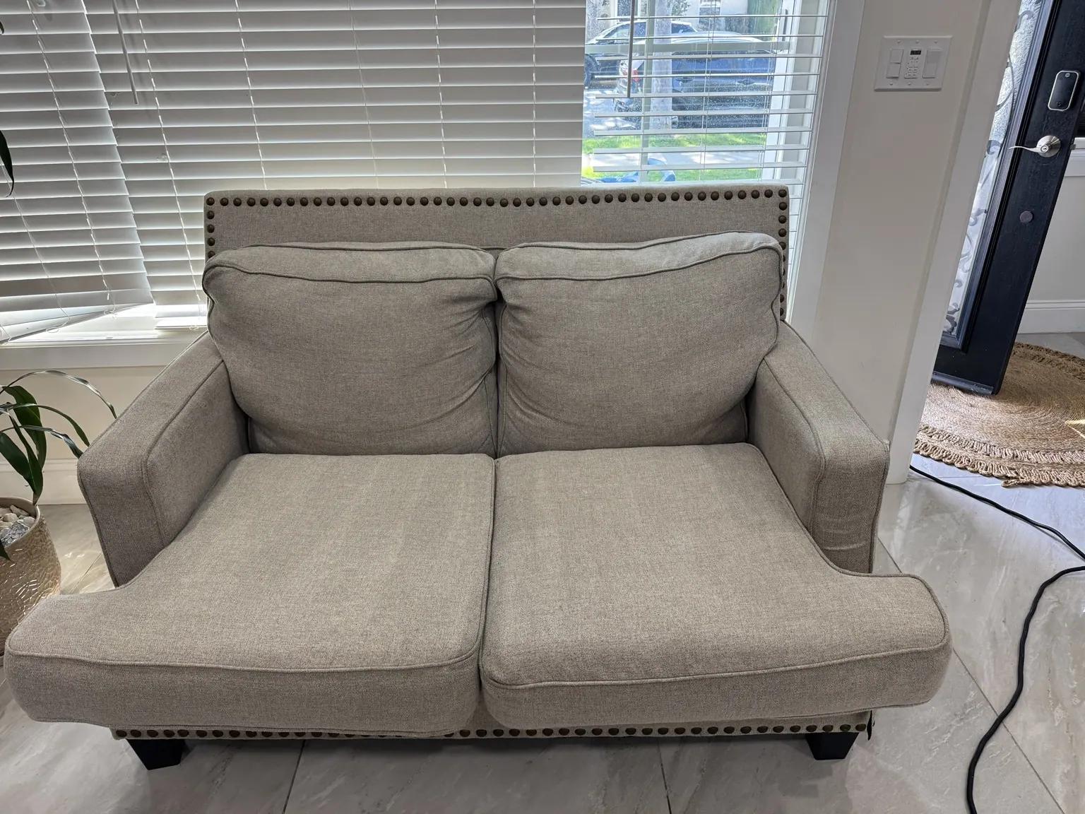 Matching nailhead loveseat after cleaning