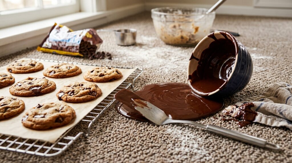 chocolate spills baking cookies 202608200348